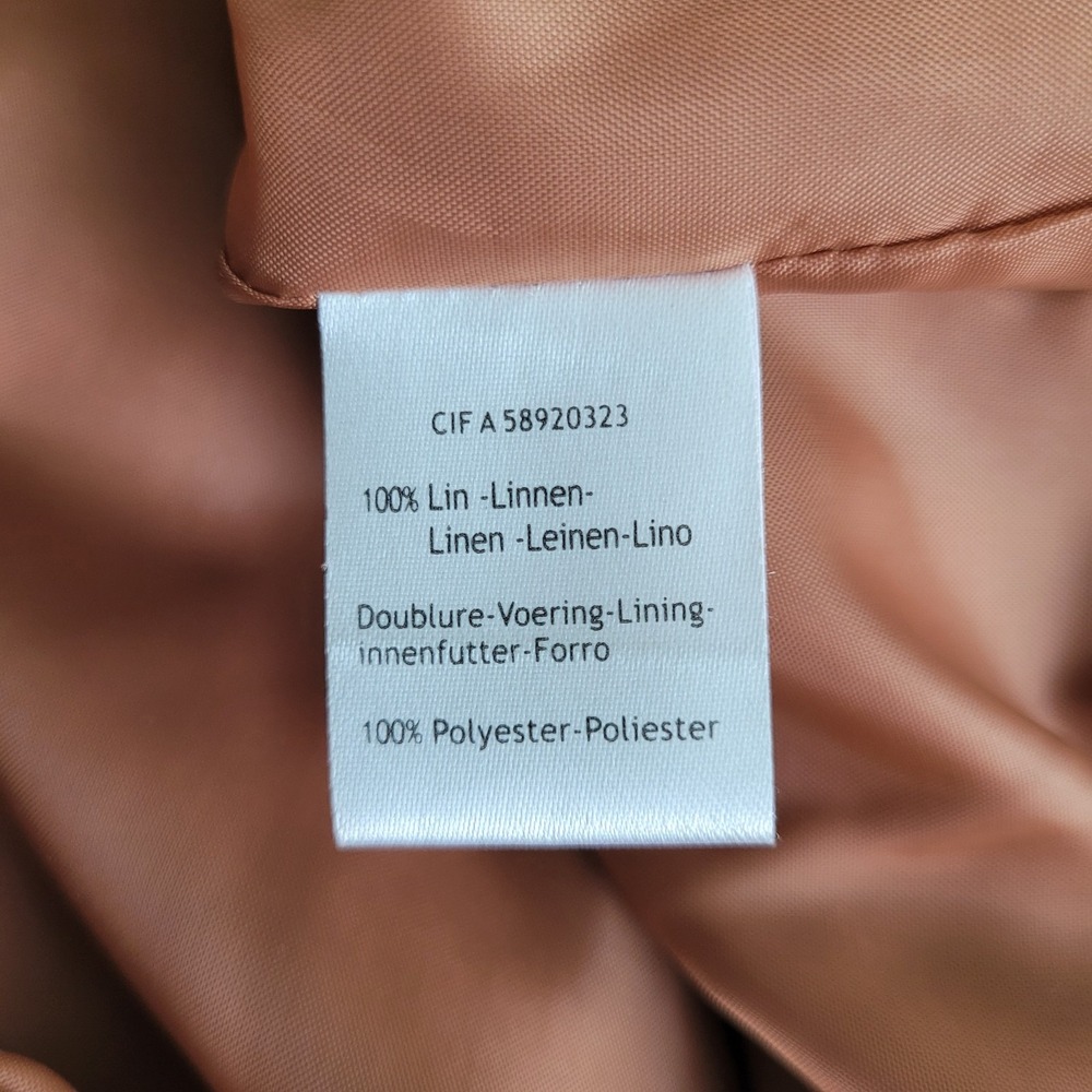 Cote Femme Brown Linen Blazer Jacket Casual Women's Size 4 Made In Italy - Picture 5 of 8